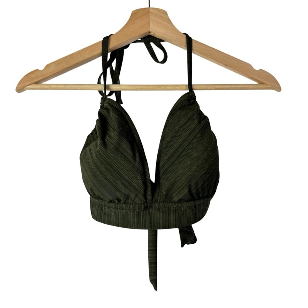 Mossimo Dark Green Stripe‎ Padded Swim Bikini Top D/DD